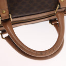 CELINE Macadam Canvas Boston Bag PVC Brown Gold Auth BA8179-7
