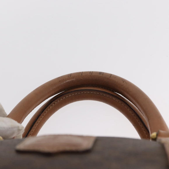 CELINE Macadam Canvas Boston Bag PVC Brown Gold Auth BA8179