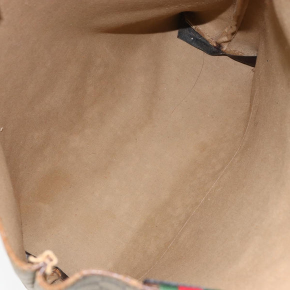 GUCCI GG Supreme Web Sherry Line Tote Bag PVC Beige Auth BA8180