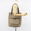 GUCCI GG Supreme Web Sherry Line Tote Bag PVC Beige Auth BA8180-21