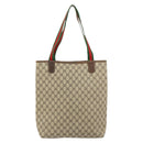 GUCCI GG Supreme Web Sherry Line Tote Bag PVC Beige Auth BA8180-3