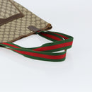 GUCCI GG Supreme Web Sherry Line Tote Bag PVC Beige Auth BA8180-7