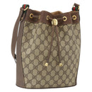 GUCCI GG Supreme Web Sherry Line Bag PVC Beige Gold 41 02 034 Auth BA8181-1