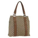 GUCCI GG Canvas Tote Bag Beige Silver 232946 Auth BA8182-1