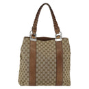 GUCCI GG Canvas Tote Bag Beige Silver 232946 Auth BA8182-2