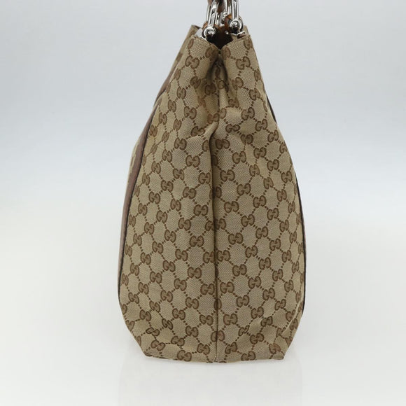 GUCCI GG Canvas Tote Bag Beige Silver 232946 Auth BA8182
