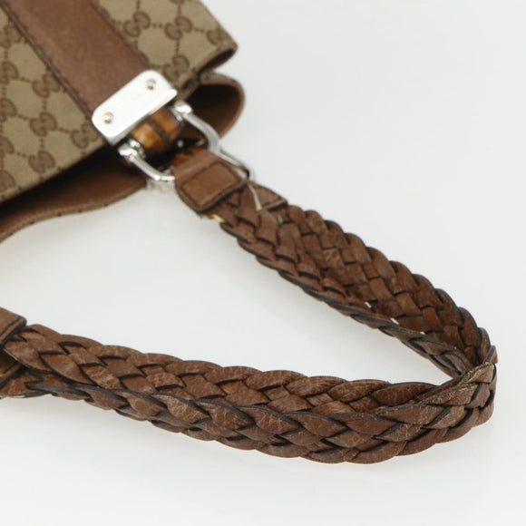 GUCCI GG Canvas Tote Bag Beige Silver 232946 Auth BA8182