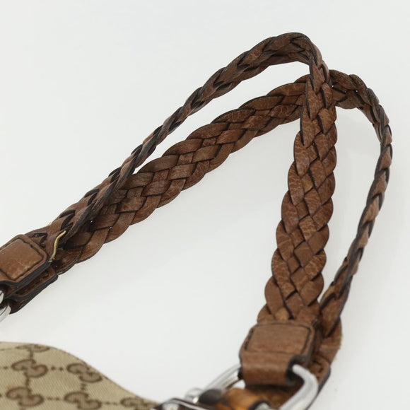 GUCCI GG Canvas Tote Bag Beige Silver 232946 Auth BA8182