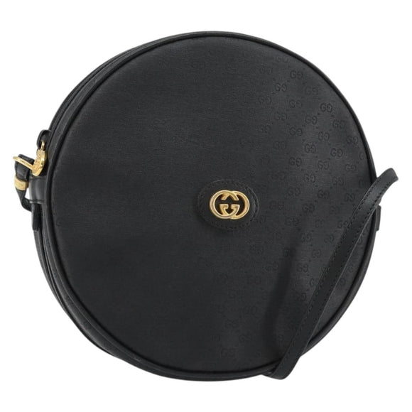GUCCI Micro GG Canvas Shoulder Bag PVC Black Gold 007 104 0088 Auth BA8187
