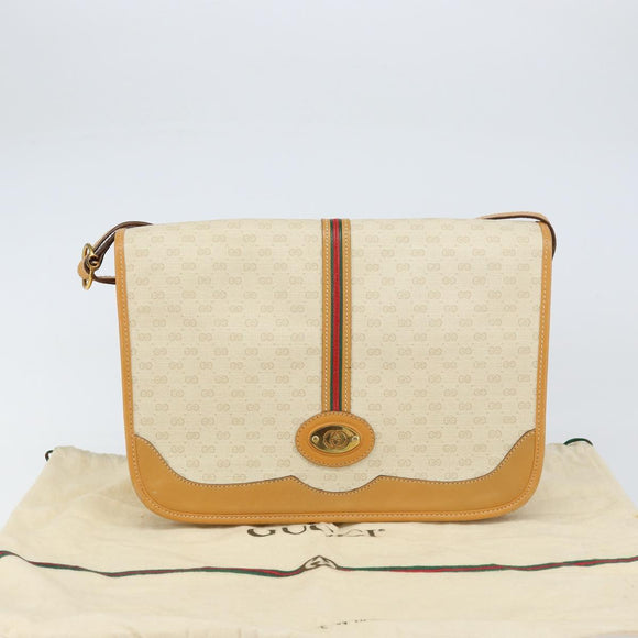 GUCCI Micro GG Supreme Web Sherry Line Bag PVC Beige 001 104 0551 Auth BA8188