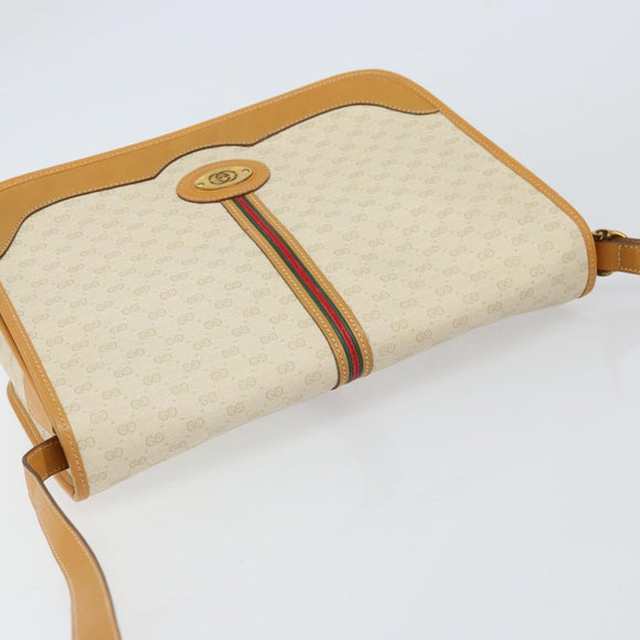 GUCCI Micro GG Supreme Web Sherry Line Bag PVC Beige 001 104 0551 Auth BA8188