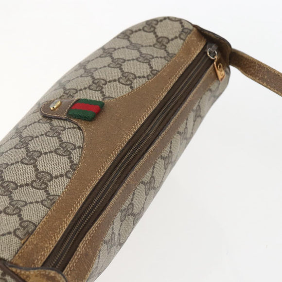 GUCCI GG Supreme Web Sherry Line Bag PVC Beige Gold 89 02 017 Auth BA8189