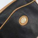 GUCCI Shoulder Bag Leather Black Gold Auth BA8193-18