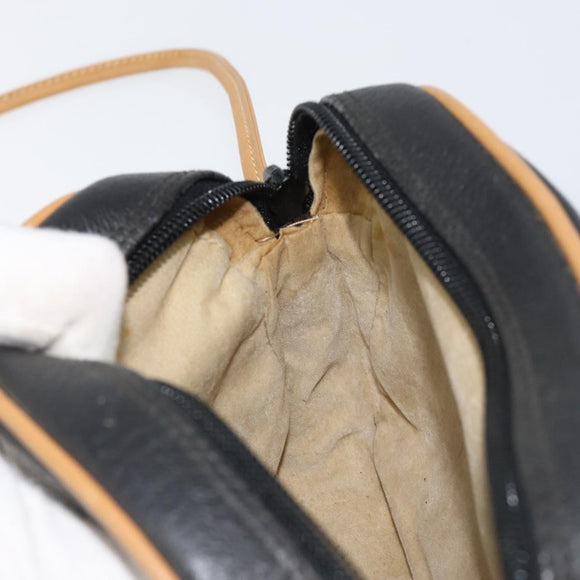 GUCCI Shoulder Bag Leather Black Gold Auth BA8193