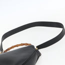 GUCCI Bamboo Hand Bag Leather 2way Black Gold 001 1998 1638 Auth BA8194-14