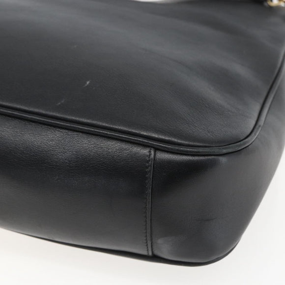 GUCCI Bamboo Hand Bag Leather 2way Black Gold 001 1998 1638 Auth BA8194