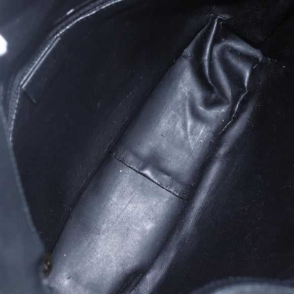 GUCCI Bamboo Hand Bag Leather 2way Black Gold 001 1998 1638 Auth BA8194