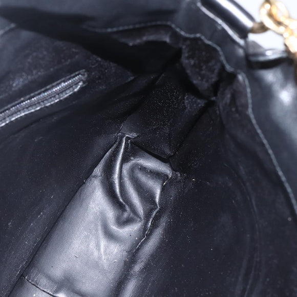 GUCCI Bamboo Hand Bag Leather 2way Black Gold 001 1998 1638 Auth BA8194