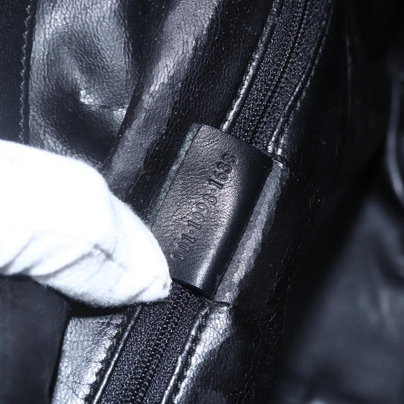 GUCCI Bamboo Hand Bag Leather 2way Black Gold 001 1998 1638 Auth BA8194