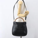 GUCCI Bamboo Hand Bag Leather 2way Black Gold 001 1998 1638 Auth BA8194-23
