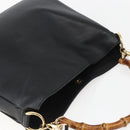 GUCCI Bamboo Hand Bag Leather 2way Black Gold 001 1998 1638 Auth BA8194-6