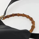 GUCCI Bamboo Hand Bag Leather 2way Black Gold 001 1998 1638 Auth BA8194-8