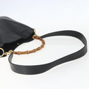 GUCCI Bamboo Hand Bag Leather 2way Black Gold 001 1998 1638 Auth BA8194-9