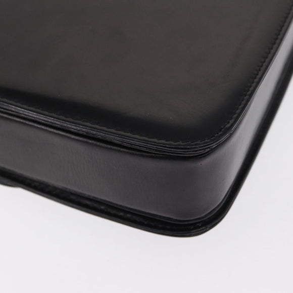 GUCCI Shoulder Bag Leather Black Gold Auth BA8195