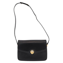 GUCCI Shoulder Bag Leather Black Gold Auth BA8195 - 0