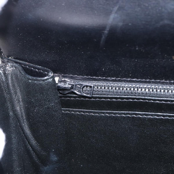 GUCCI Shoulder Bag Leather Black Gold Auth BA8195