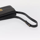 GUCCI Shoulder Bag Leather Black Gold Auth BA8195-7