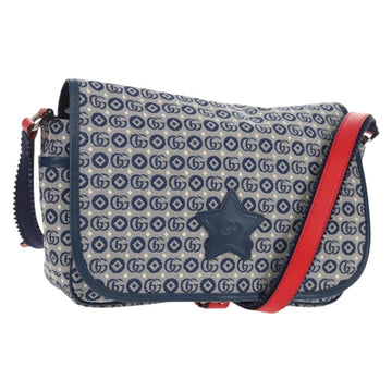 GUCCI Shoulder Bag PVC Blue Silver 664143 Auth BA8196M