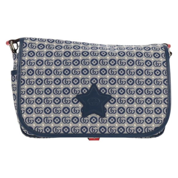 GUCCI Shoulder Bag PVC Blue Silver 664143 Auth BA8196M