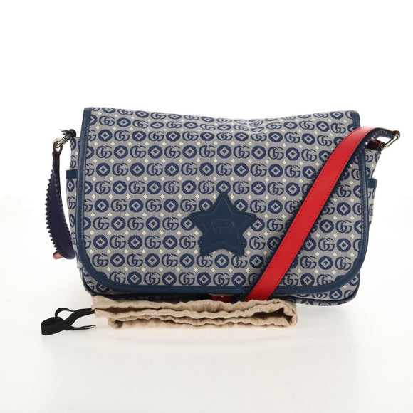 GUCCI Shoulder Bag PVC Blue Silver 664143 Auth BA8196M