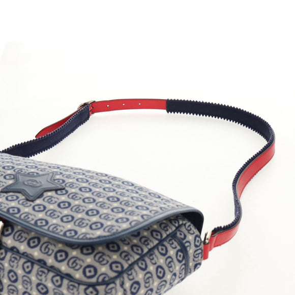 GUCCI Shoulder Bag PVC Blue Silver 664143 Auth BA8196M