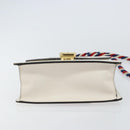 GUCCI Sherry Line Hand Bag Leather 2way White Gold Navy 470270 Auth BA8197-11
