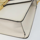 GUCCI Sherry Line Hand Bag Leather 2way White Gold Navy 470270 Auth BA8197-12