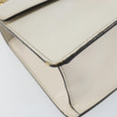 GUCCI Sherry Line Hand Bag Leather 2way White Gold Navy 470270 Auth BA8197-13