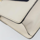 GUCCI Sherry Line Hand Bag Leather 2way White Gold Navy 470270 Auth BA8197-15