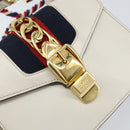 GUCCI Sherry Line Hand Bag Leather 2way White Gold Navy 470270 Auth BA8197-16