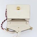 GUCCI Sherry Line Hand Bag Leather 2way White Gold Navy 470270 Auth BA8197-17