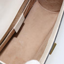 GUCCI Sherry Line Hand Bag Leather 2way White Gold Navy 470270 Auth BA8197-19