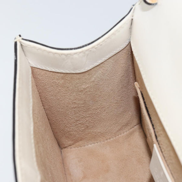 GUCCI Sherry Line Hand Bag Leather 2way White Gold Navy 470270 Auth BA8197