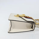 GUCCI Sherry Line Hand Bag Leather 2way White Gold Navy 470270 Auth BA8197-4