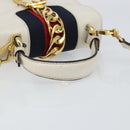 GUCCI Sherry Line Hand Bag Leather 2way White Gold Navy 470270 Auth BA8197-7