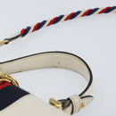 GUCCI Sherry Line Hand Bag Leather 2way White Gold Navy 470270 Auth BA8197-8