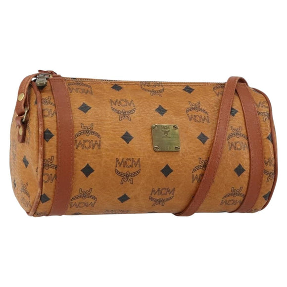 MCM Logogram Vicetos Shoulder Bag PVC Leather Brown Gold Auth BA8198