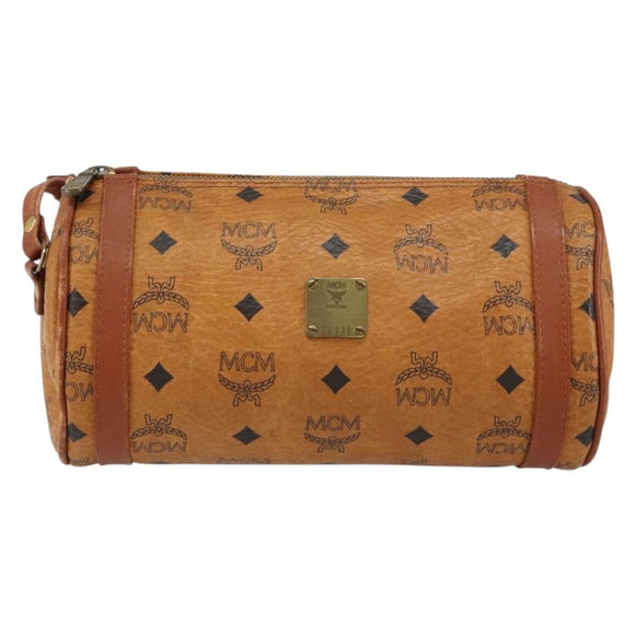 MCM Logogram Vicetos Shoulder Bag PVC Leather Brown Gold Auth BA8198