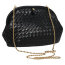 BALLY Chain Shoulder Bag Leather Black Auth BA820-1