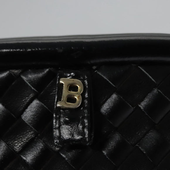 BALLY Chain Shoulder Bag Leather Black Auth BA820